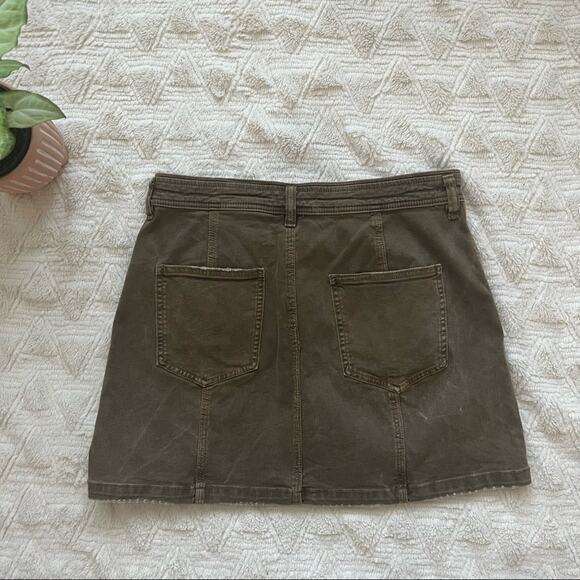 Free People We the Free Lennox Brown Seamed A-Line Mini Skirt - Picture 5 of 6